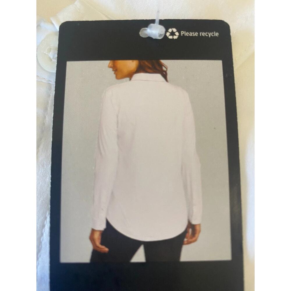 EDDIE BAUER WHITE LONG SLEEVE DEPARTURE TRAVEL SHIRT BLOUSE HIDDEN POCKET L NWT - Picture 9 of 10